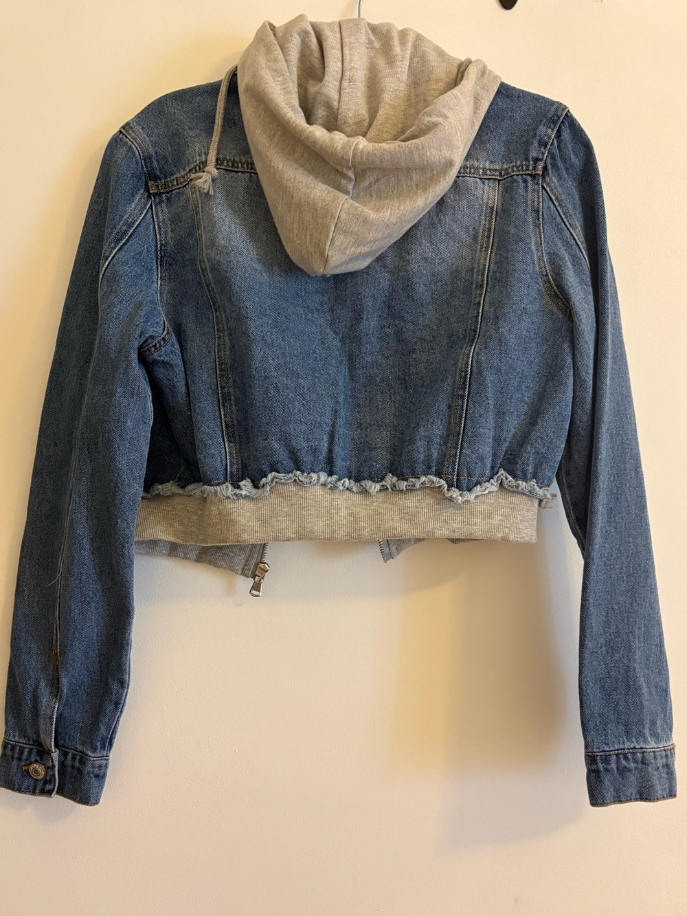 Love Tree Light Blue Denim Jacket with Gray Hood - Picture 2 of 4